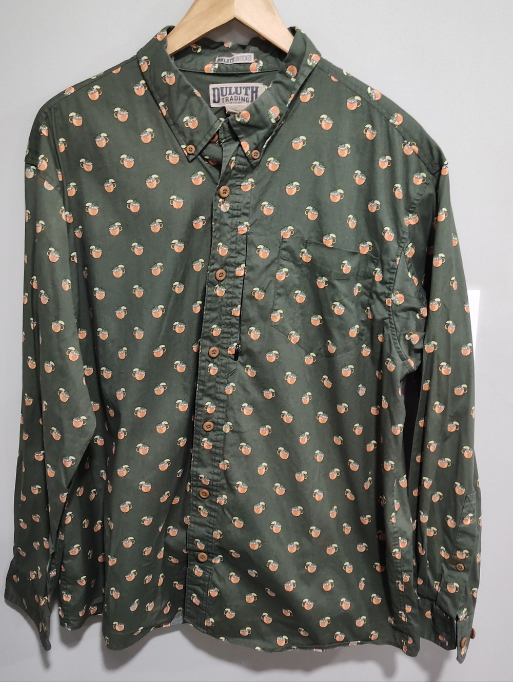 Duluth Trading Co Untucked Moscow Mule Long Sleeve Button Shirt Men's Large - Picture 1 of 8